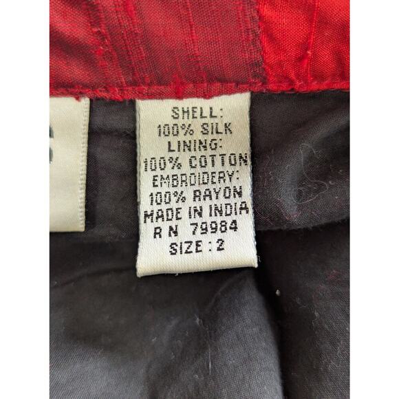 NWOT! CHICO'S! SILK! SHADES OF RED PATCHWORK BEAD/EMBROIDER TOP JACKET! SZ 10/12 - Picture 7 of 10